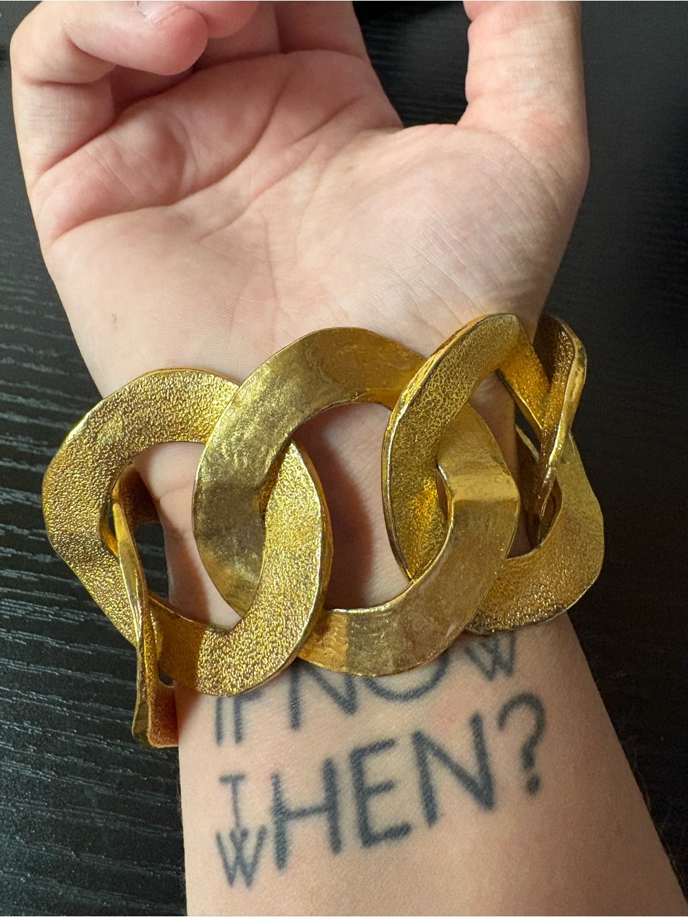 Chico’s Gold Tone Oversized Link Statement Bracelet Magnetic Clasp